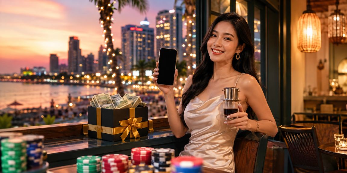 Người dùng tại Phú Quốc kiểm tra ưu đãi casino trên điện thoại